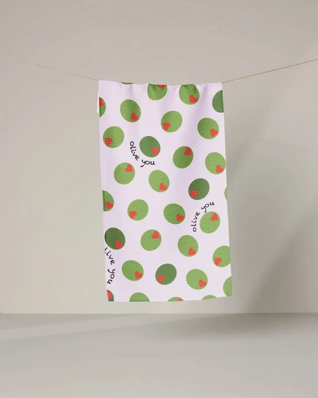 Olive You Bar Towel - Geometry
