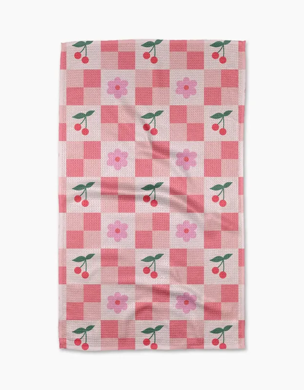 Floral and Cherries Tea Towel - Geometry