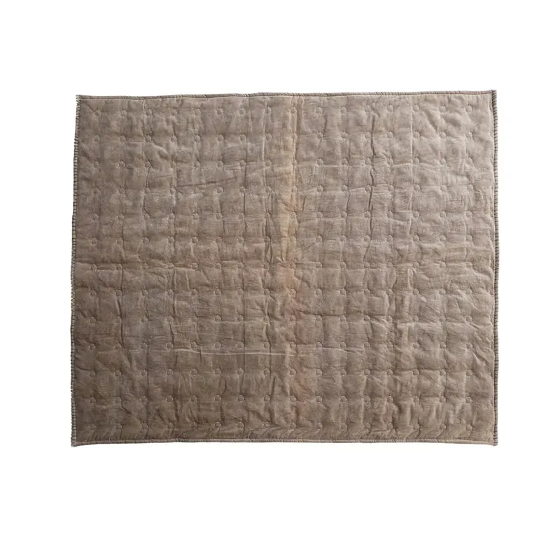 Velvet Quilted Throw w/ Blanket Stitch - Greenhouse Home
