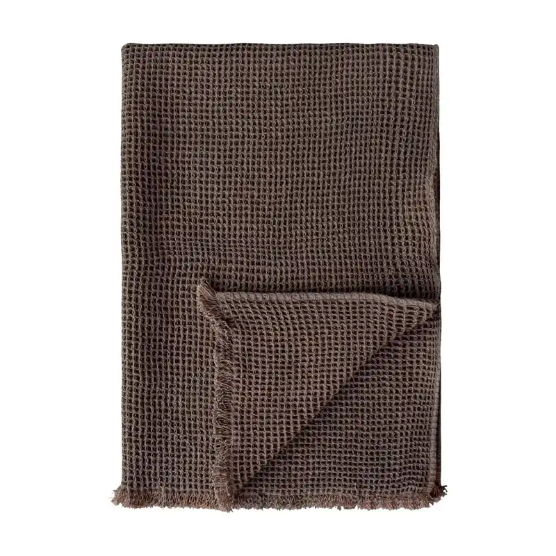 Waffle Weave Throw with Eyelash Fringe - Greenhouse Home