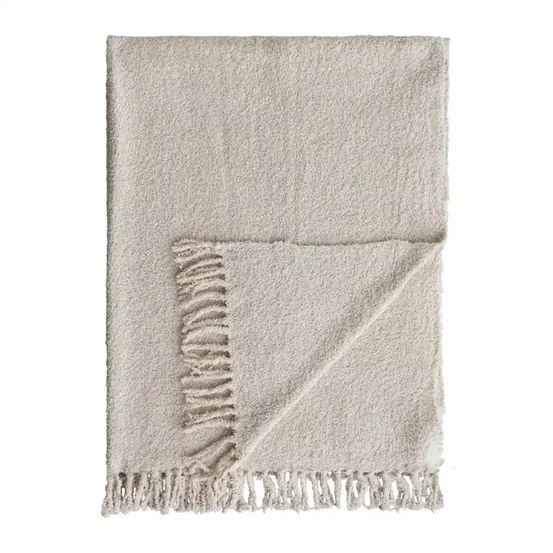 Woven Cotton Chenille Throw with Fringe - Greenhouse Home