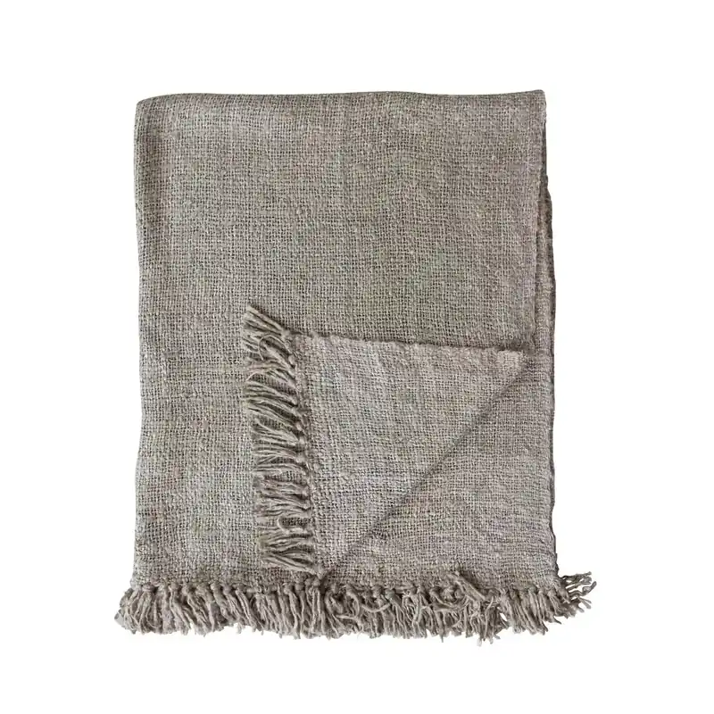 Woven Viscose Throw with Fringe - Greenhouse Home
