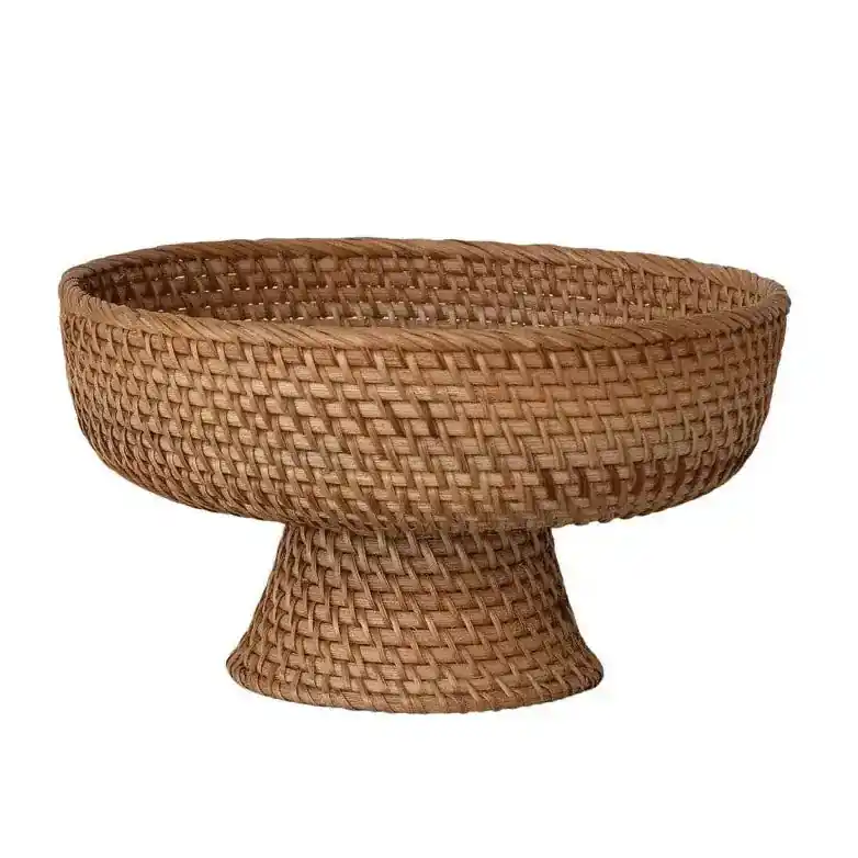 Hand-Woven Rattan Footed Bowls