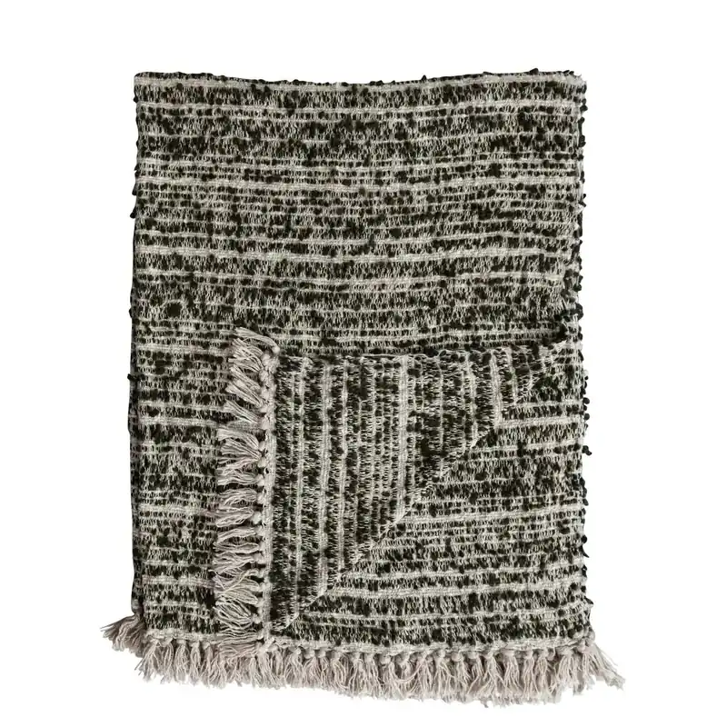 Woven Fringe Throw - Greenhouse Home