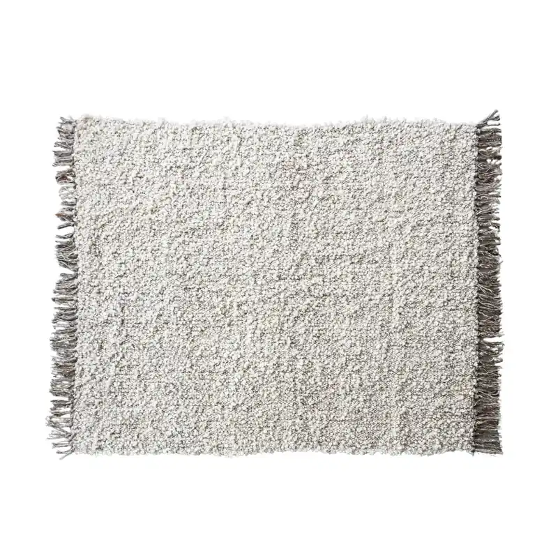 Woven New Zealand Wool Blend Shag Throw w/ Fringe - Bloomingville