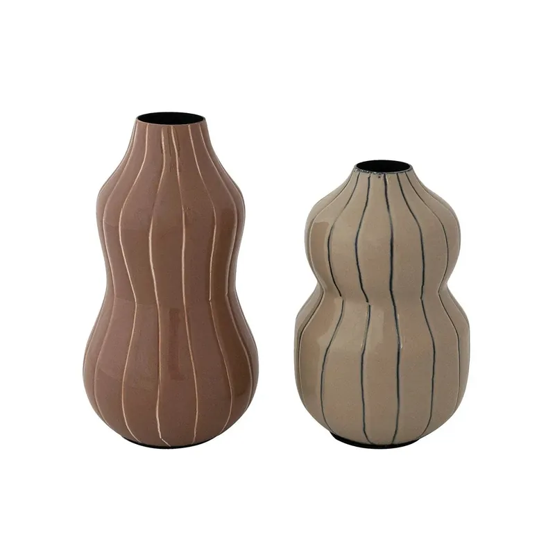 Enameled Metal Organic Striped Vase - Bloomingville