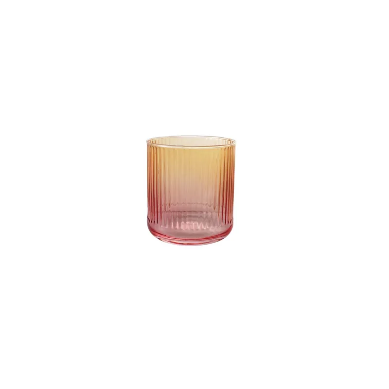 Amber & Pink Ombre Ribbed Drinking Glass - Bloomingville