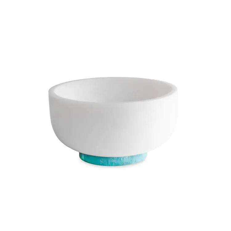 RESIN Rio Large Bowl with Base (White and Turquoise) - BEATRIZ BALL