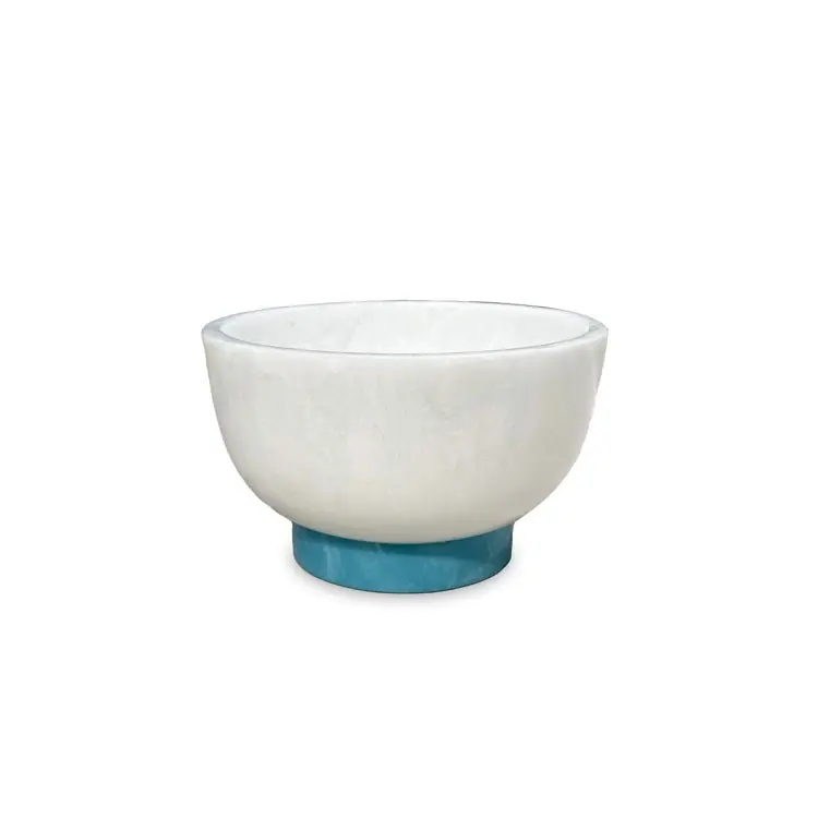 RESIN Rio Small Bowl with Base (White and Turquoise) - BEATRIZ BALL