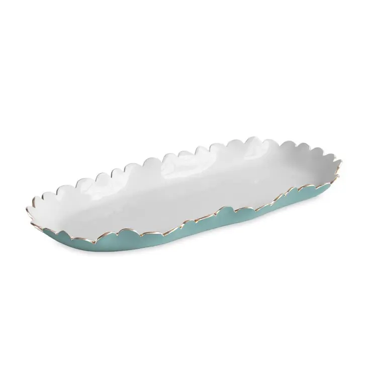 ENCANTO Colette Oblong Tray (Turquoise and White) - BEATRIZ BALL
