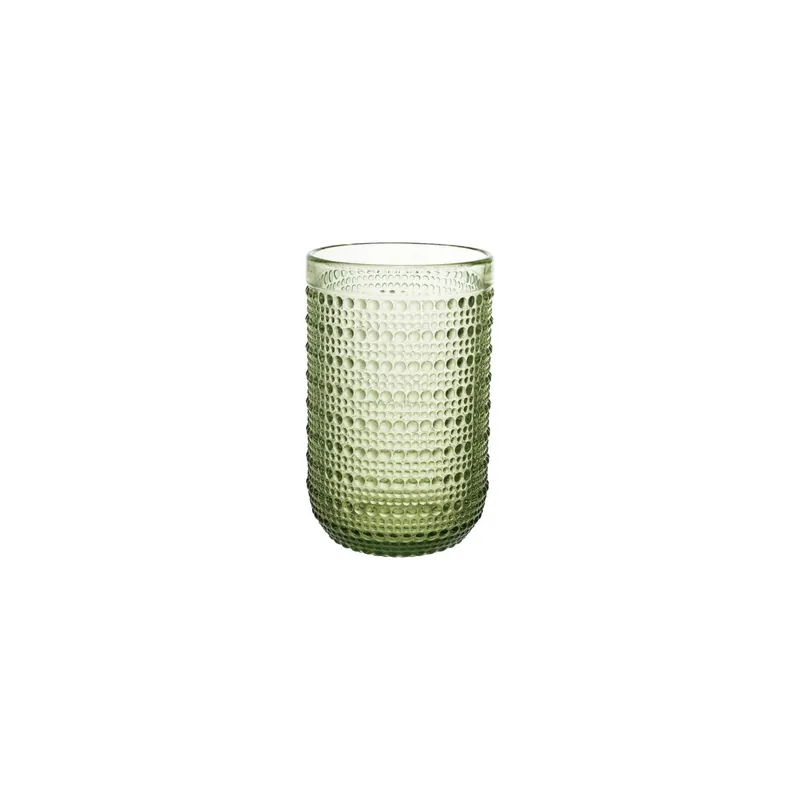 Green 12 oz. Drinking Glass with Raised Dots - Greenhouse Home