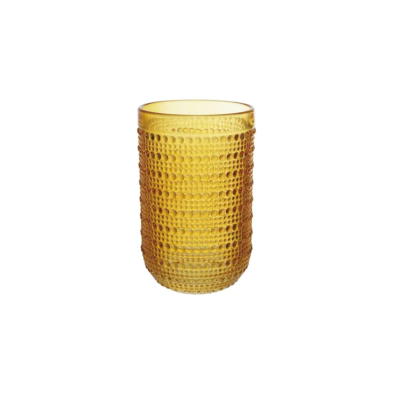 Yellow 12 oz. Drinking Glass with Raised Dots - Greenhouse Home