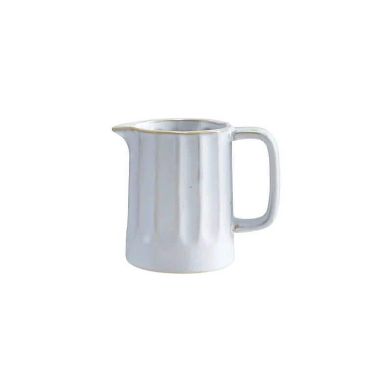 White 12 oz. Stoneware Ribbed Creamer - Greenhouse Home