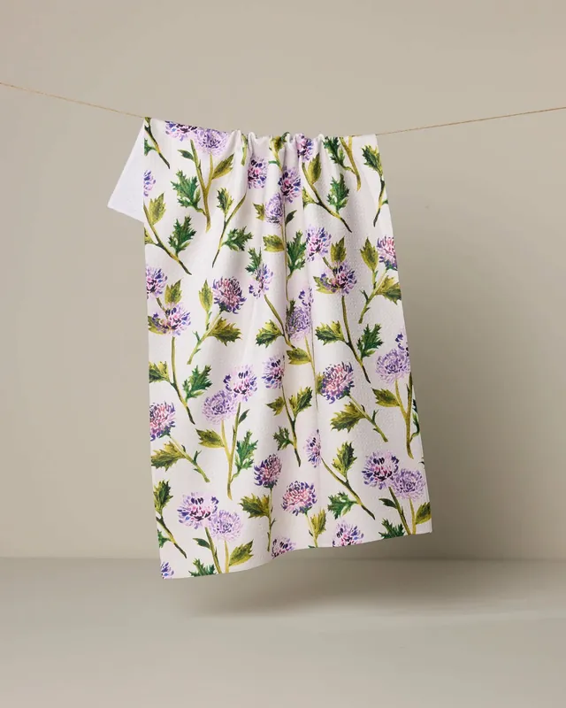 Blooming Thistle Tea Towel - Geometry