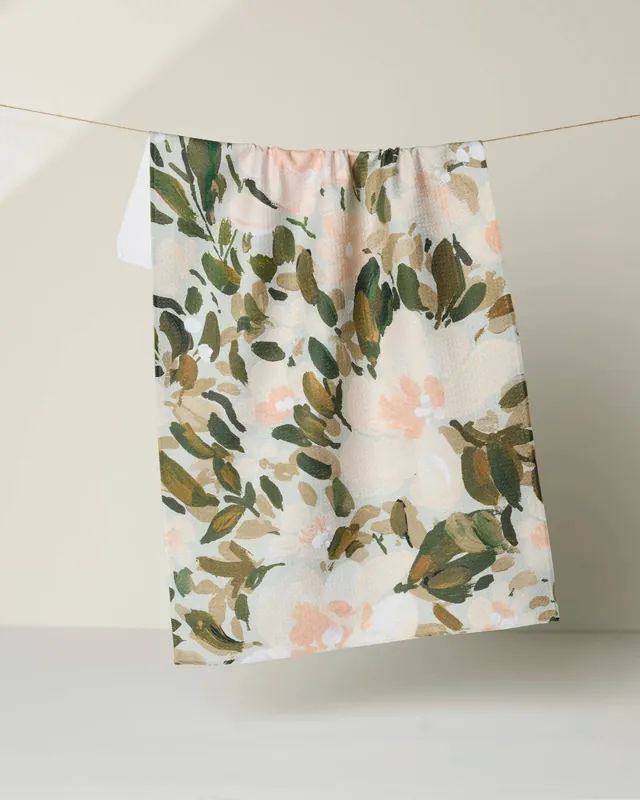 Painted Blossoms Tea Towel - Geometry