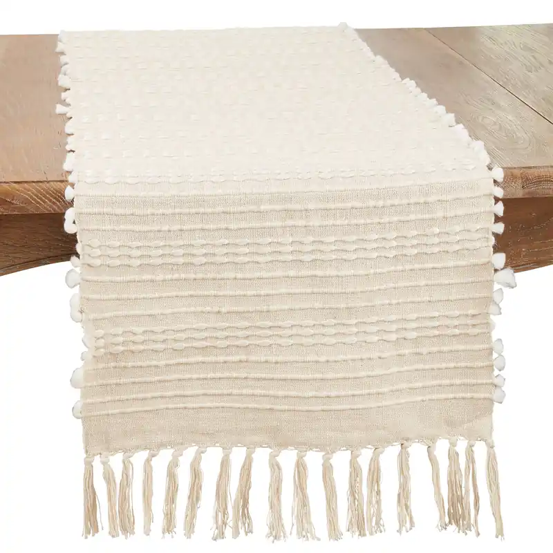 Woven Wonder Stripe Table Runner: Natural / 16"x72" - Saro Lifestyle