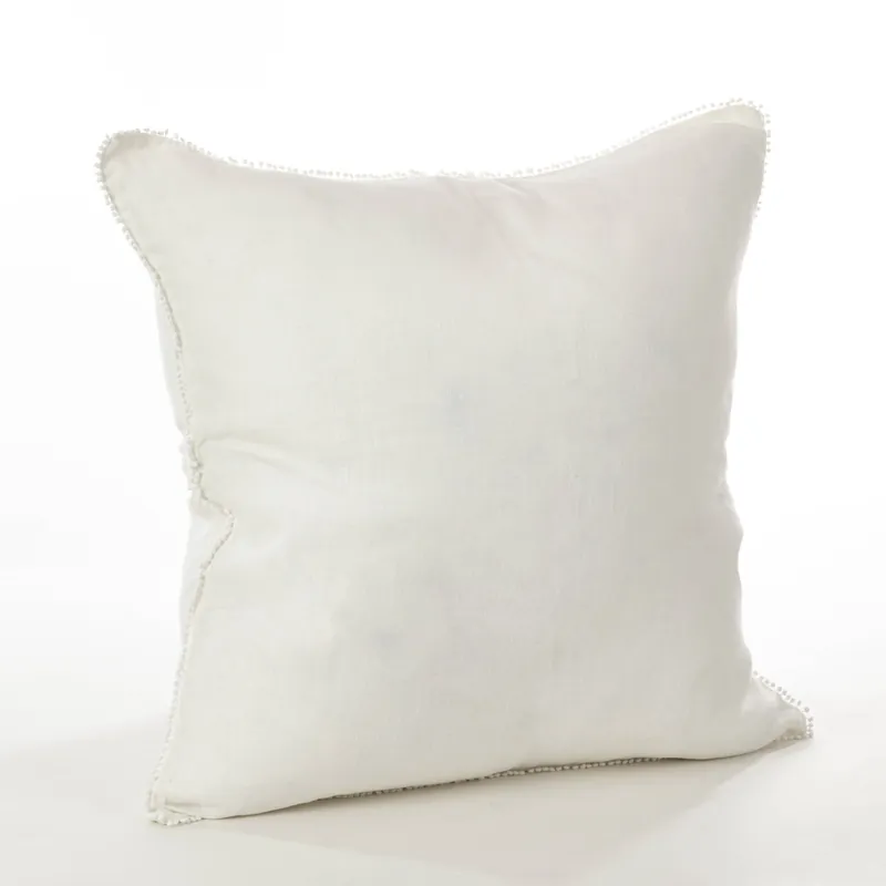 Pompom Design Pillow - Down Filled: Ivory / Down Insert / 20"