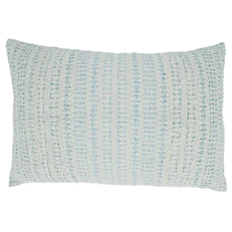 Woven Throw Pillow With Line Design: Aqua / Poly Filled / 16"x24" - Saro Lifestyle