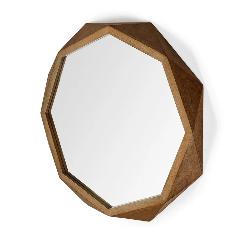 Aramis Octagon Wood Frame Wall Mirror - Mercana