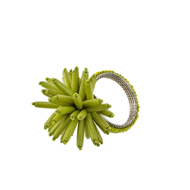 Corsica Beaded Napkin Ring, Green - Indaba