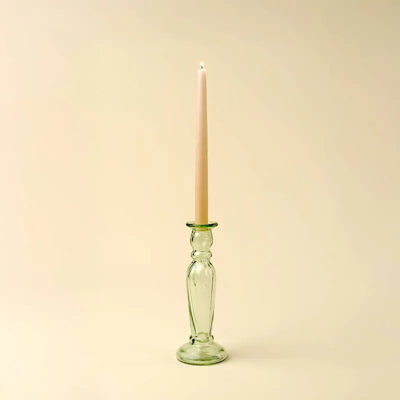 Vero Glass Candlestick, Green - Indaba