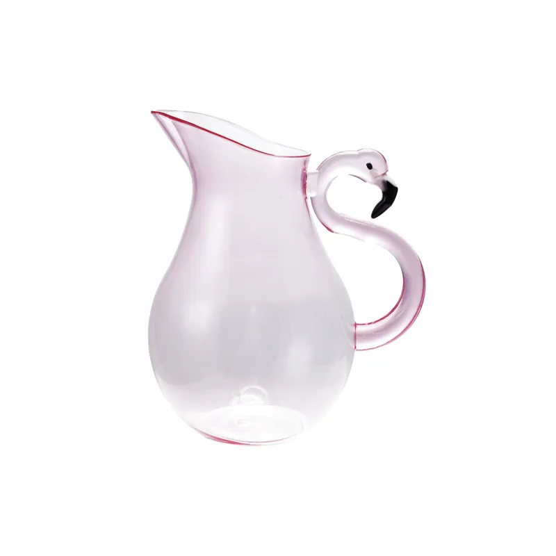 Acrylic Pitcher with Flamingo Handle, Pink & Black - Greenhouse Home