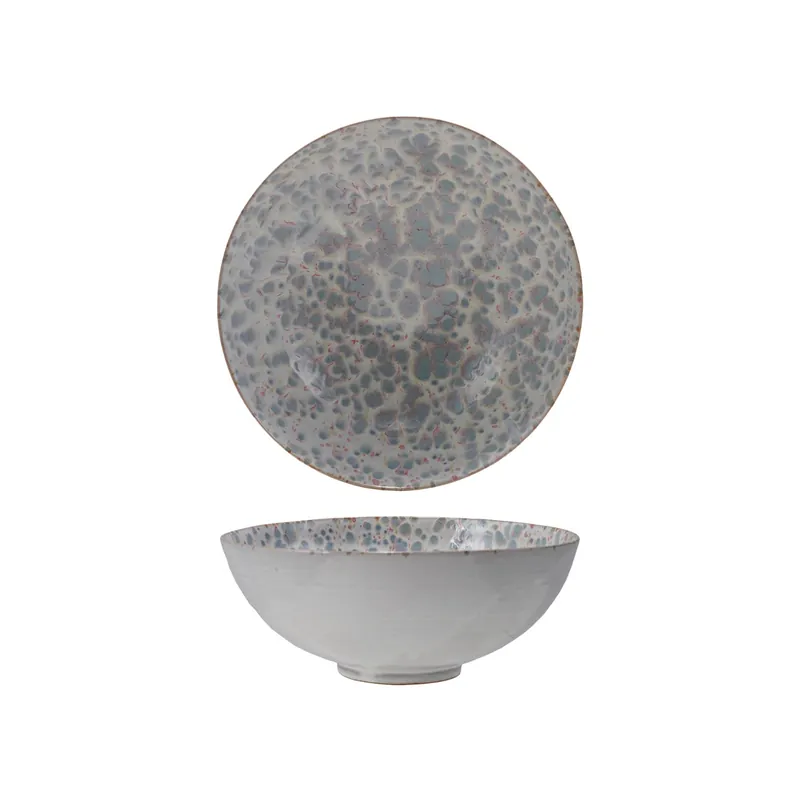 Stoneware Serving Bowl, Reactive Glaze, Blue & White - Bloomingville