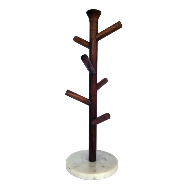 Mango Wood & Marble Mug Rack - Bloomingville