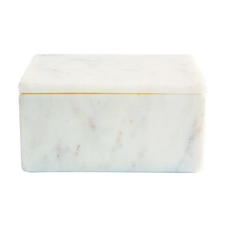 White Marble Box w/Lid - Bloomingville