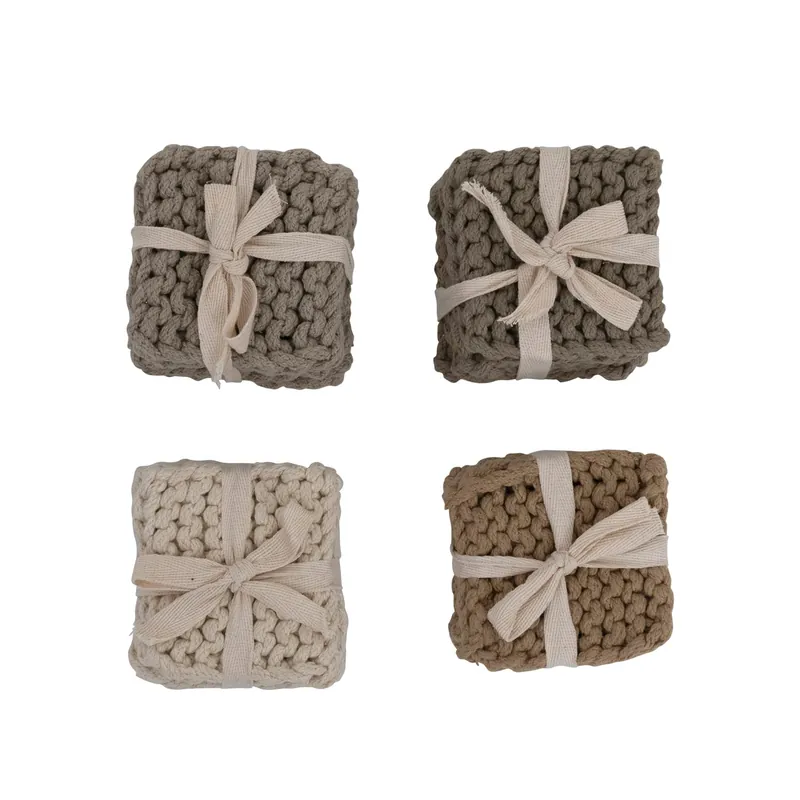 Cotton Crocheted Coasters, Set of 4 - Greenhouse Home