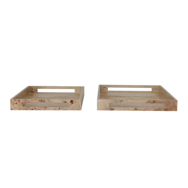 MDF & Burl Wood Veneer Trays - Greenhouse Home