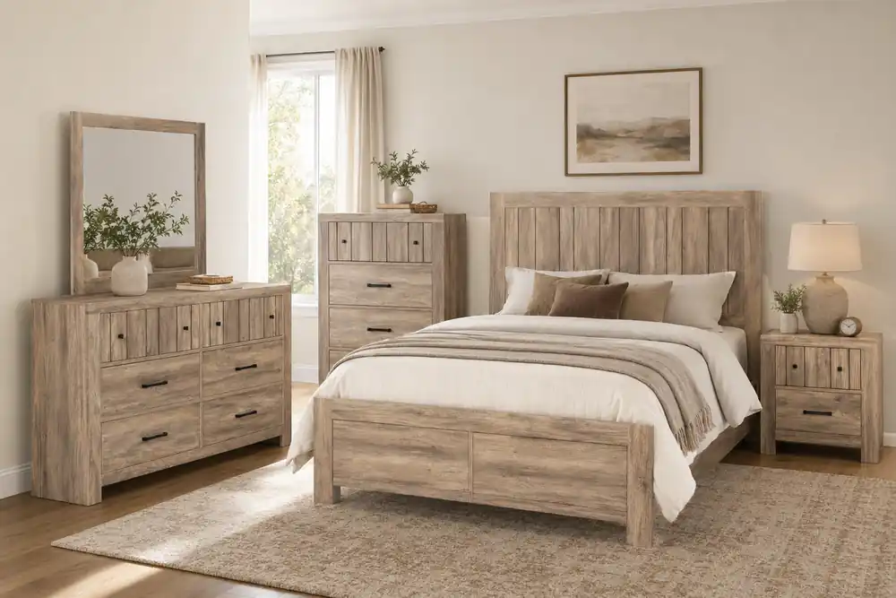 6 Piece Modern Farmhouse Bedroom Set - King