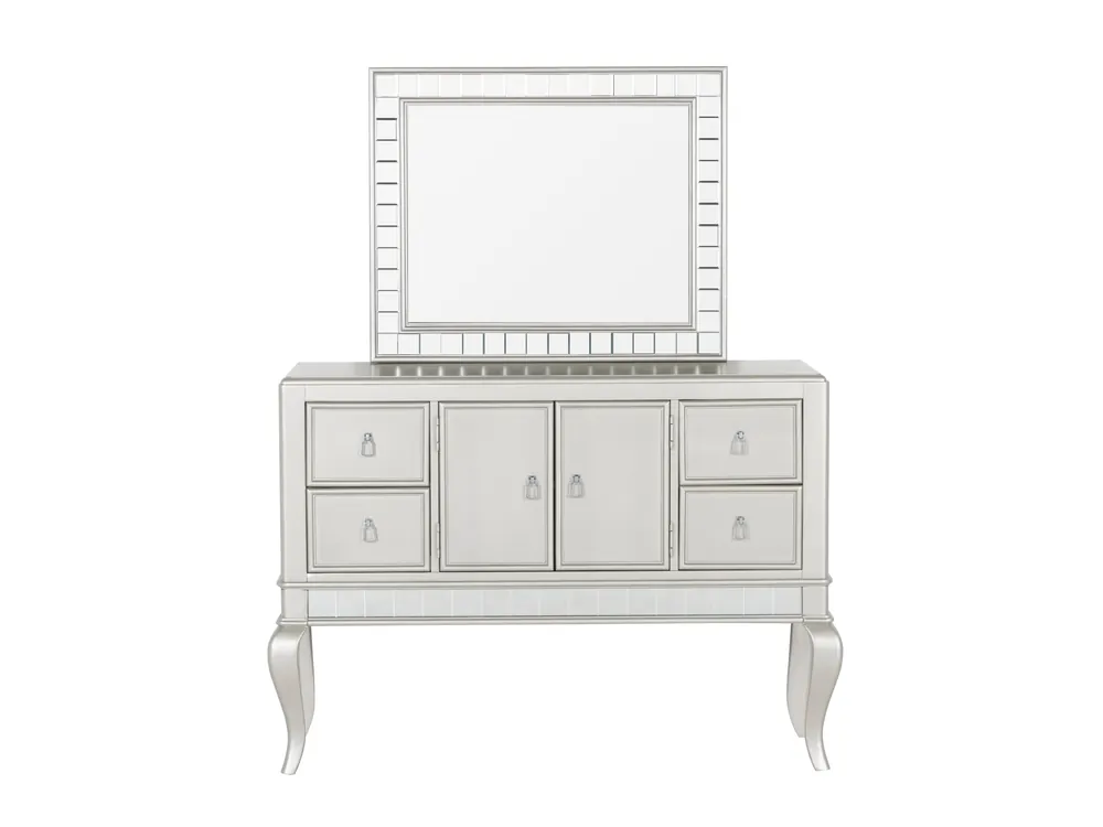 Glam Silver Buffet Server with Mirror and Storage - Mollai Collections