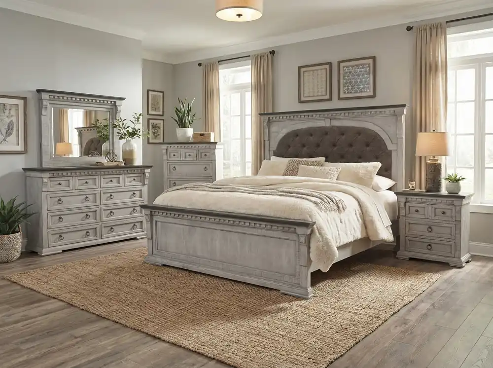 Alamo 6 Piece Weathered Gray Bedroom Set - Mollai Collections