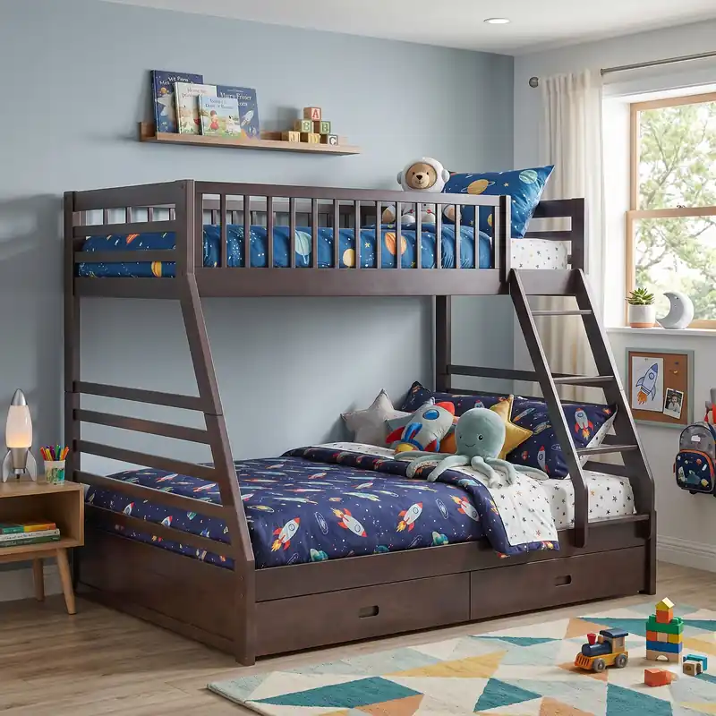 Espresso Twin Over Full Bunk Bed with Storage Drawers - Mollai Collections