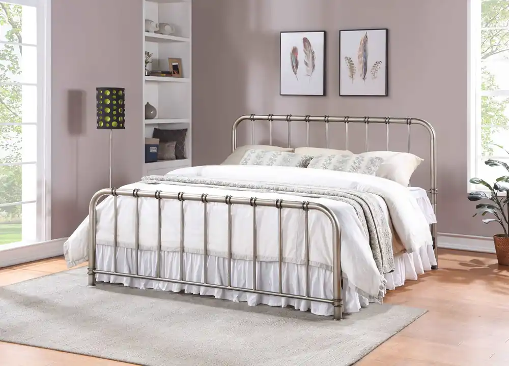 Antique Nickel King Metal Bed - Mollai Collections