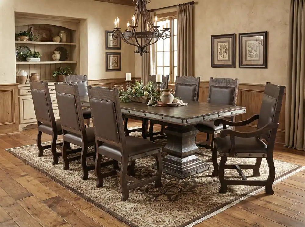HACIENDA 9 PIECE DINING ROOM SET - Mollai Collections