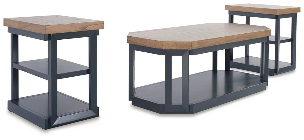 Landocken - Occasional Table Set (Set of 3) - Brown / Blue