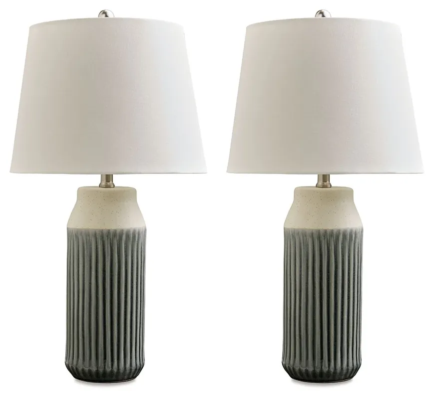 Afener - Ceramic Table Lamp (Set of 2) - Blue / Beige