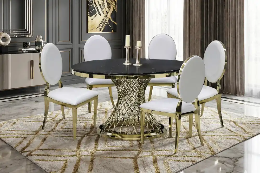 6 PIECE ROUND DINING ROOM SET - Mollai Collections