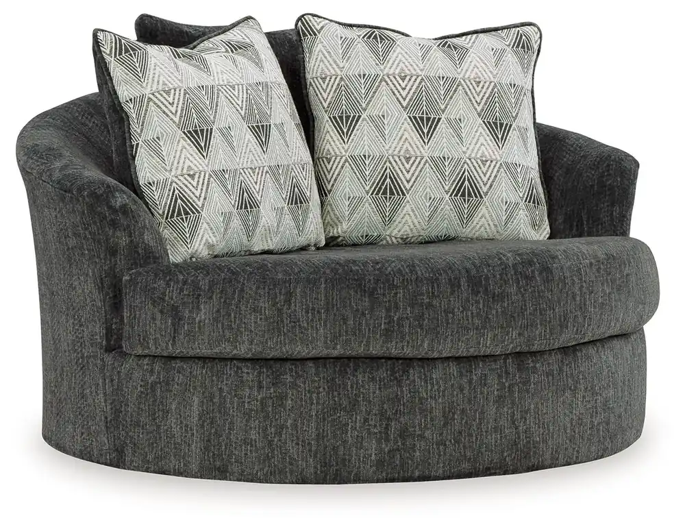 Biddeford - Oversized Swivel Accent Chair - Shadow