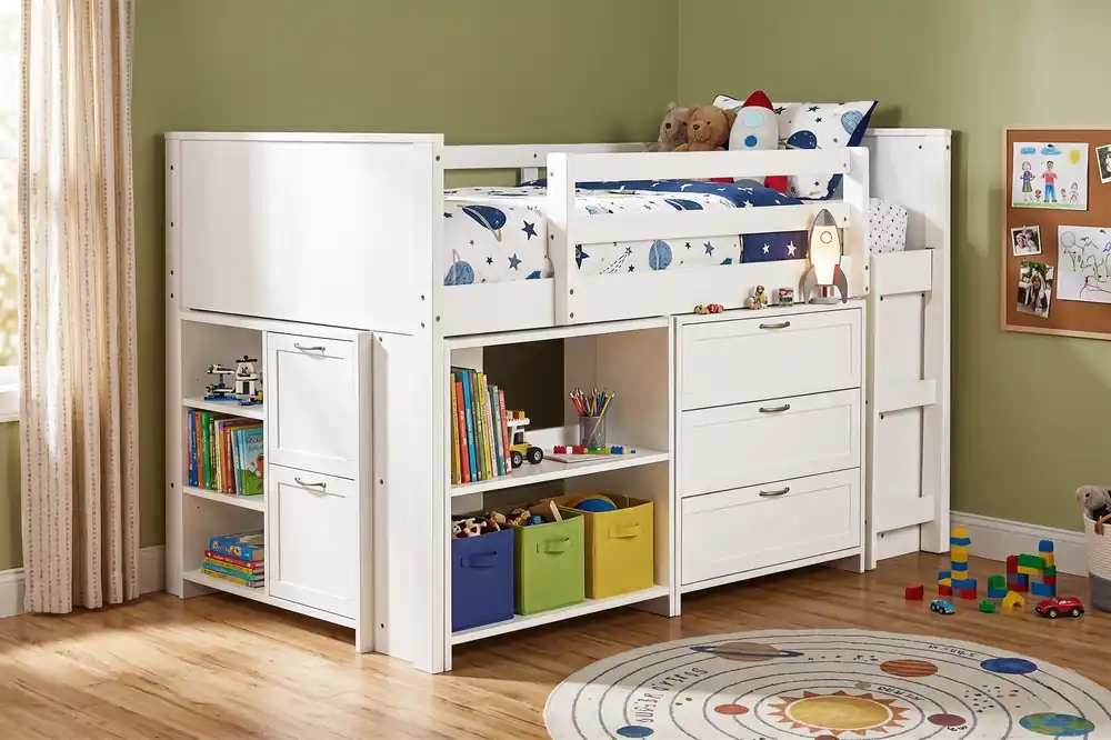 5 Piece Twin Size Low Loft Storage Bed Set - Mollai Collections