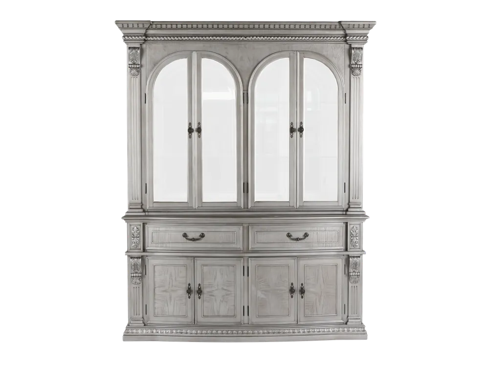 Glam Silver Buffet & Hutch China Cabinet - Mollai Collections