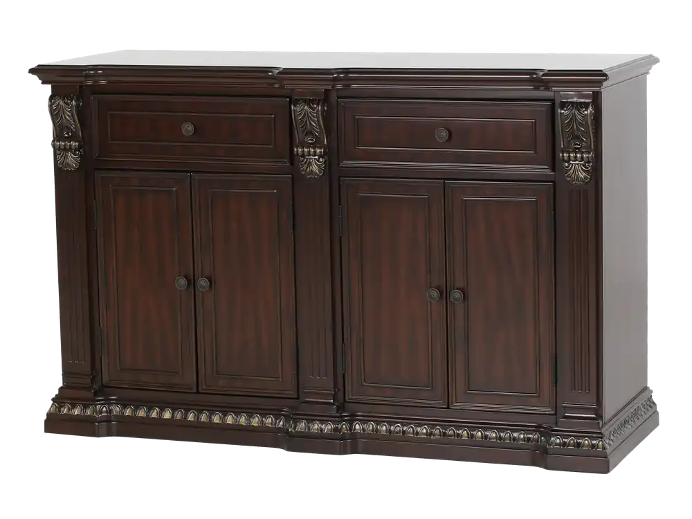 Dark Cherry Traditional 2-Drawer 4-Door Dining Buffet