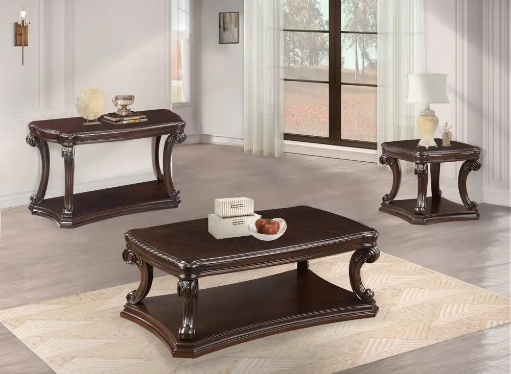 Traditional Cherry 3-Piece Occasional Table Set
