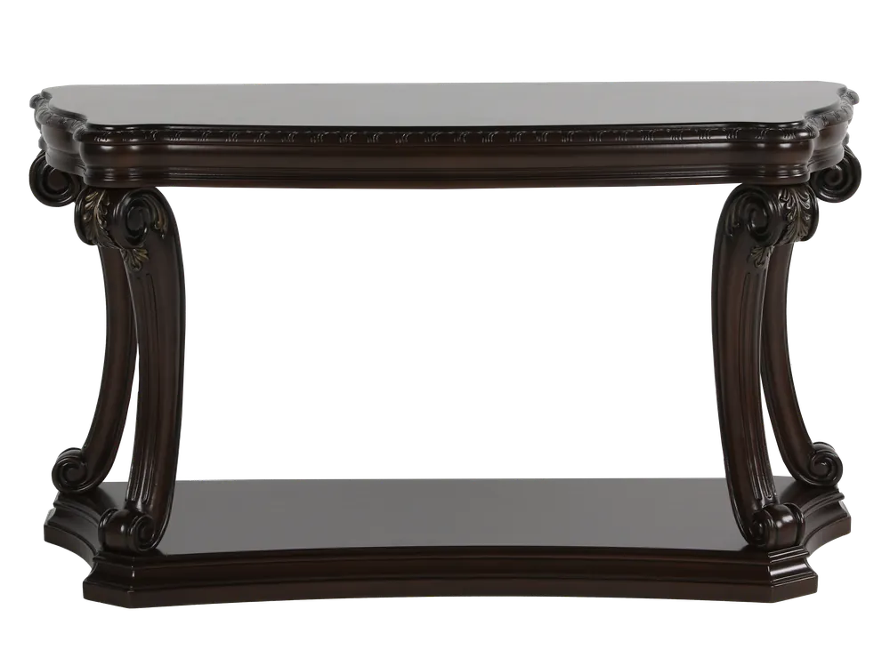 Traditional Cherry Sofa Table with Bottom Shelf - Mollai Collections