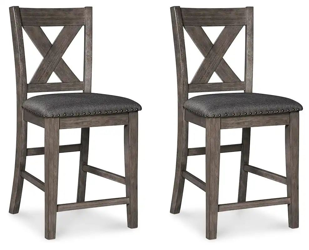 Caitbrook - Upholstered Barstool (Set of 2) - Gray