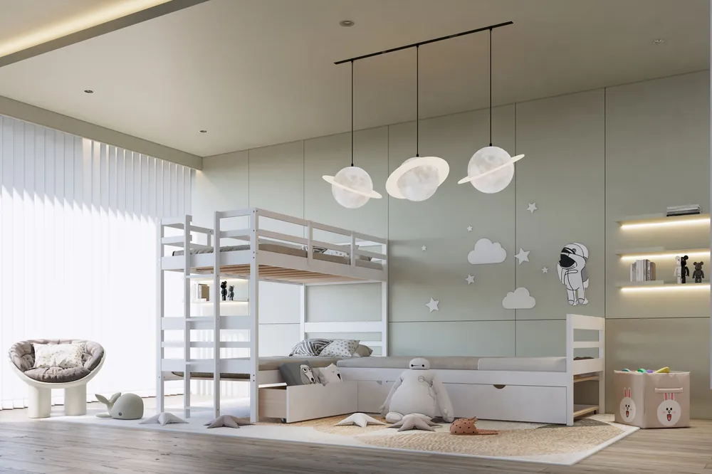 Triple Bunkbed With Trundle And Drawers (Twin Size) - Mollai Collections