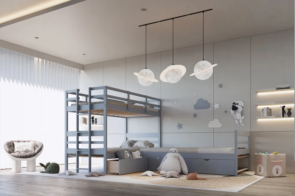 Triple Bunkbed With Trundle And Drawers (Twin Size) - Mollai Collections