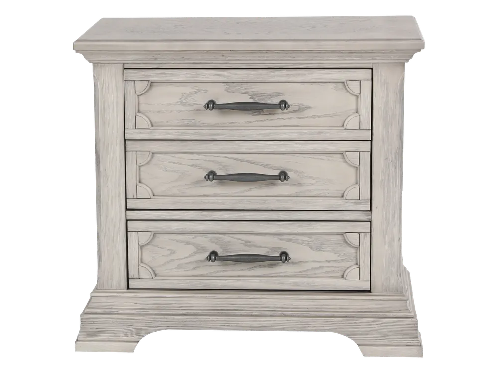 Artesian 3-Drawer Light Gray Nightstand with Classic Molding